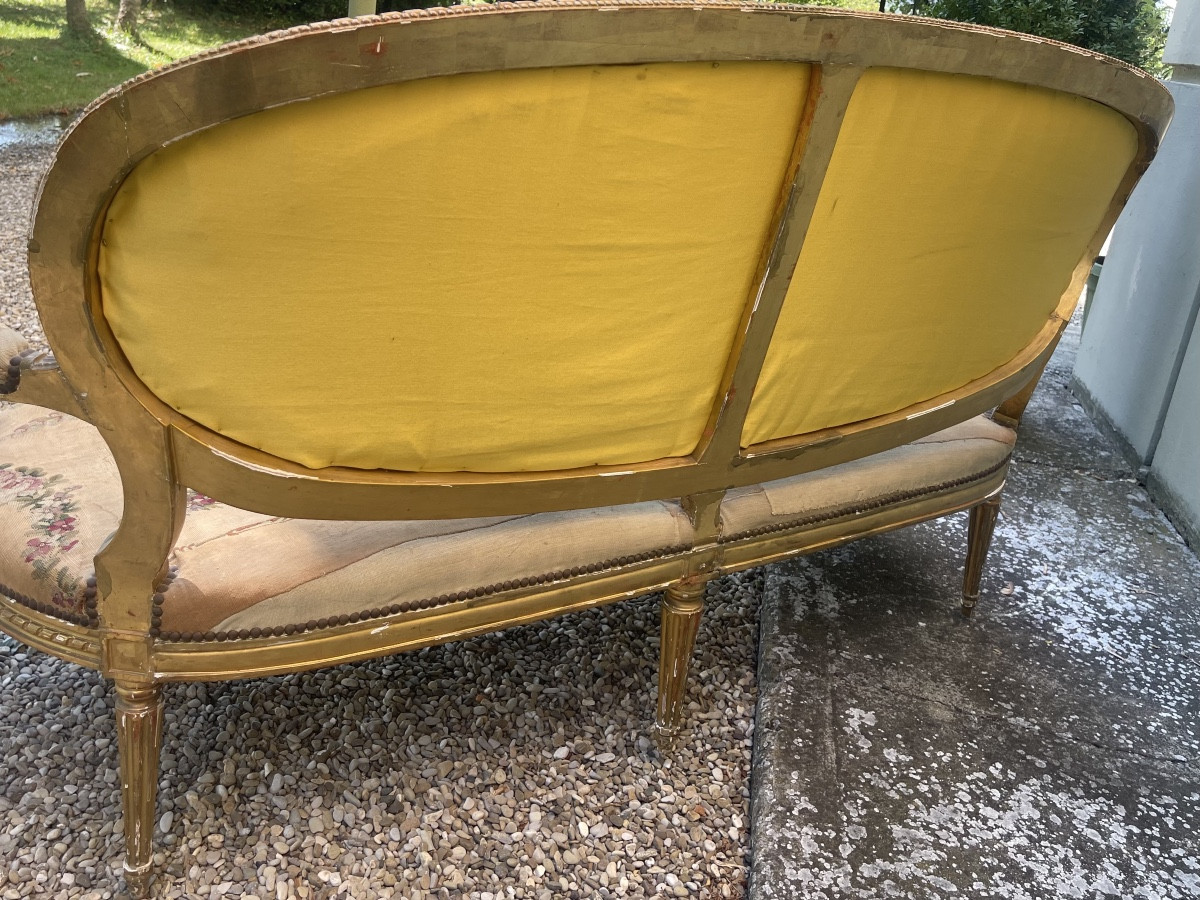 French Sofa 18 Th Century Signed Courtois-photo-2