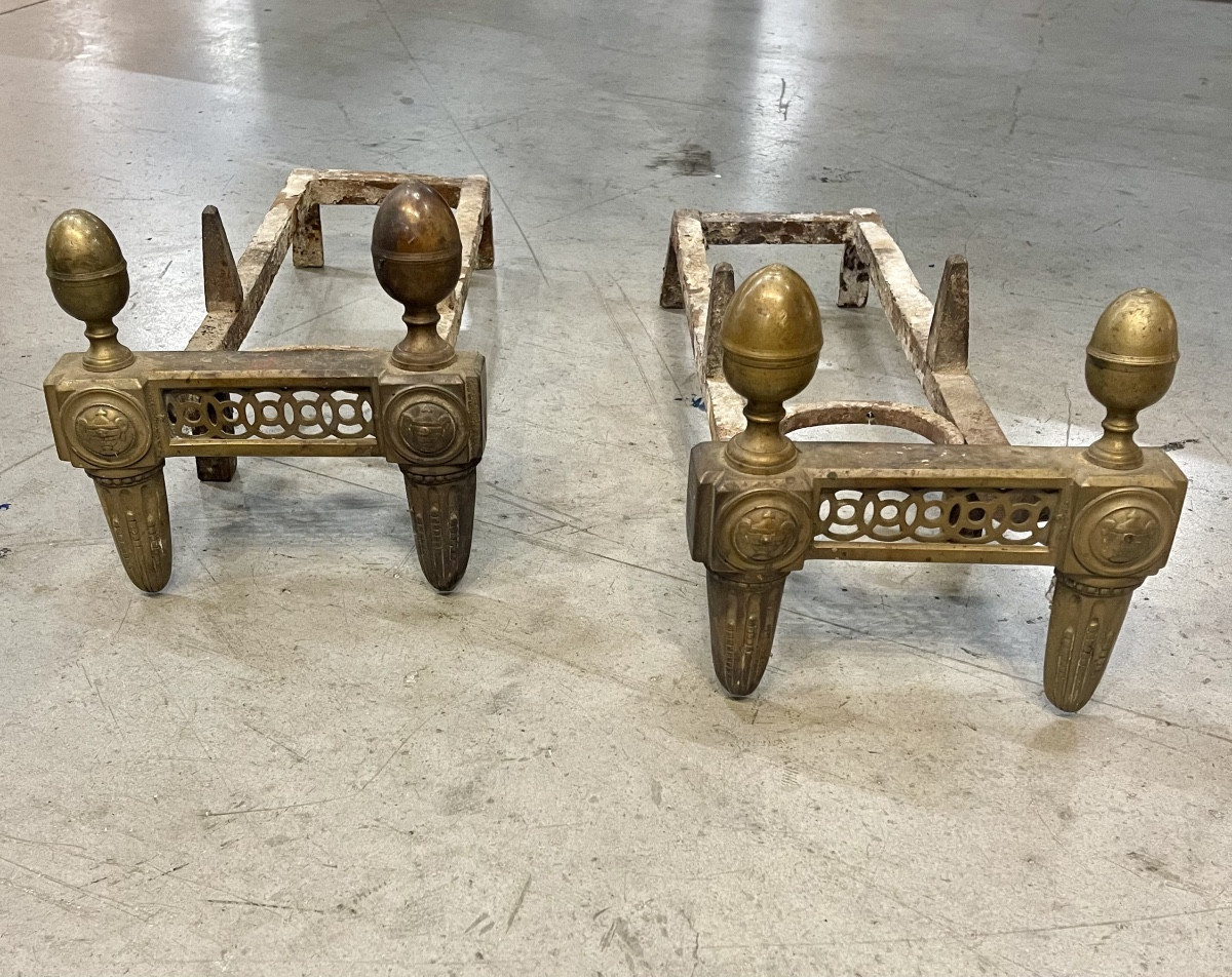 Paire de chenets Louis XVI