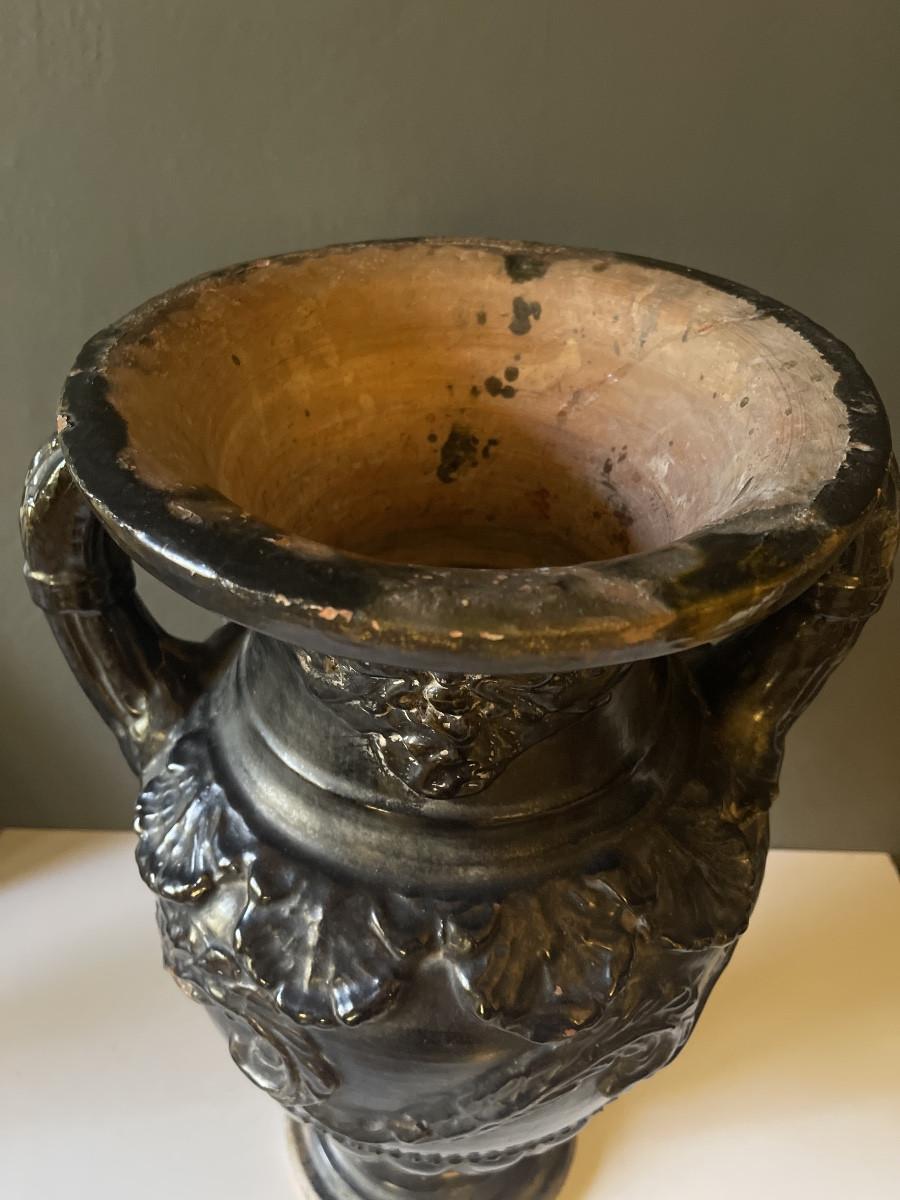 Vase en terre cuite vernissée début 19eme-photo-2