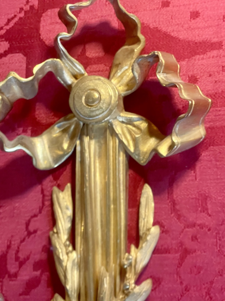 PAIRE d’appliques en bronze doré Louis XVI  67 cms-photo-2