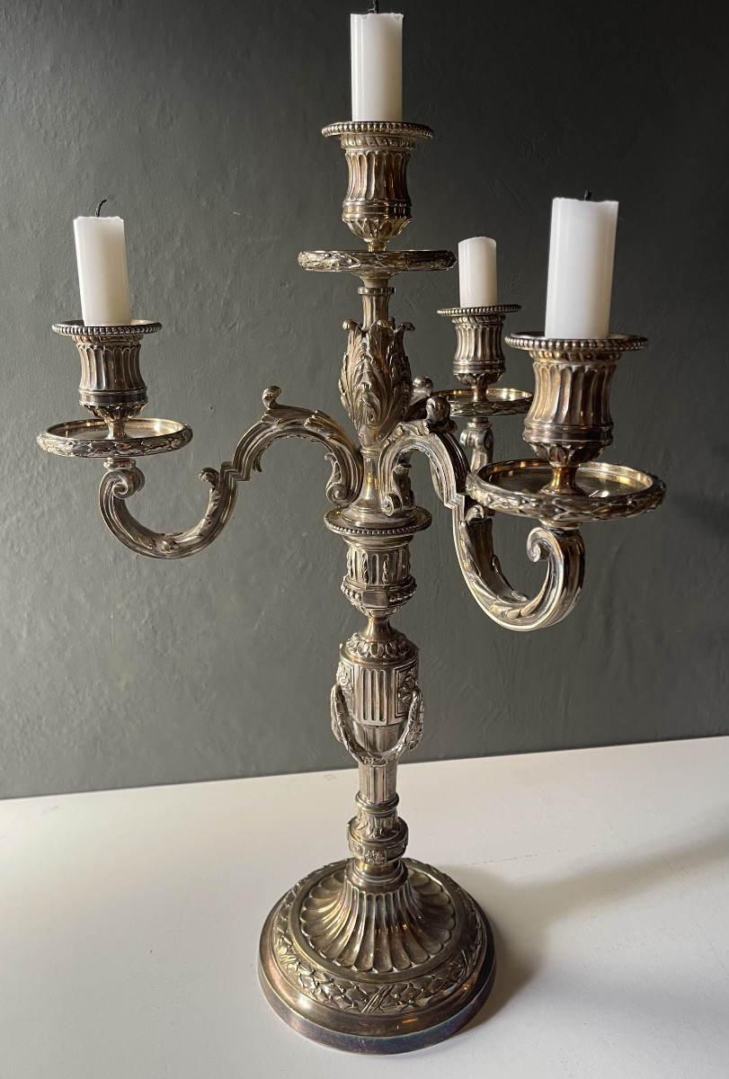 Pair Of Plate Silver Candelstick-photo-2