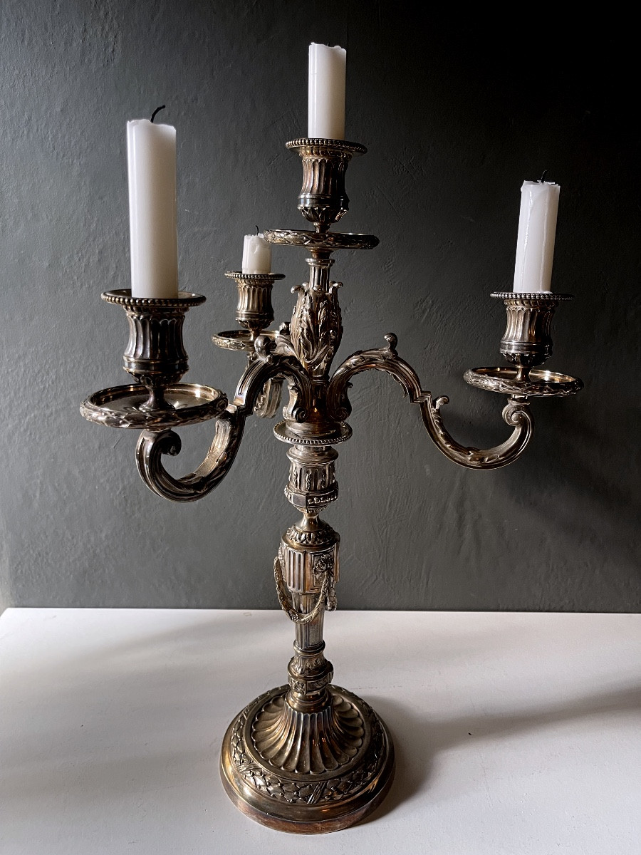 Pair Of Plate Silver Candelstick-photo-2