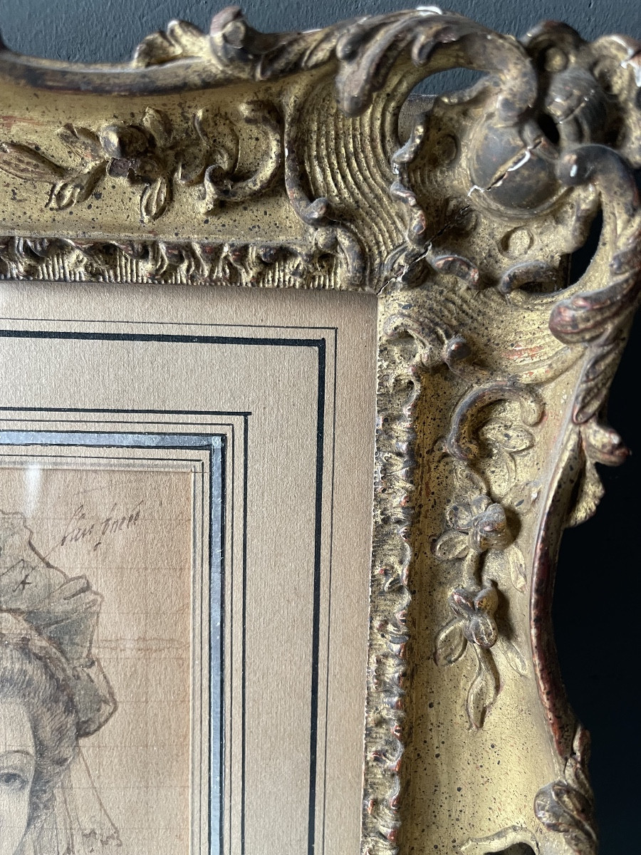 French Drawing Marie Antoinette 19 Th Century-photo-3