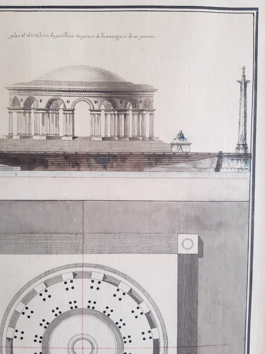 D'après Percier et Fontaine, aquarelle projet d'architecture-photo-2