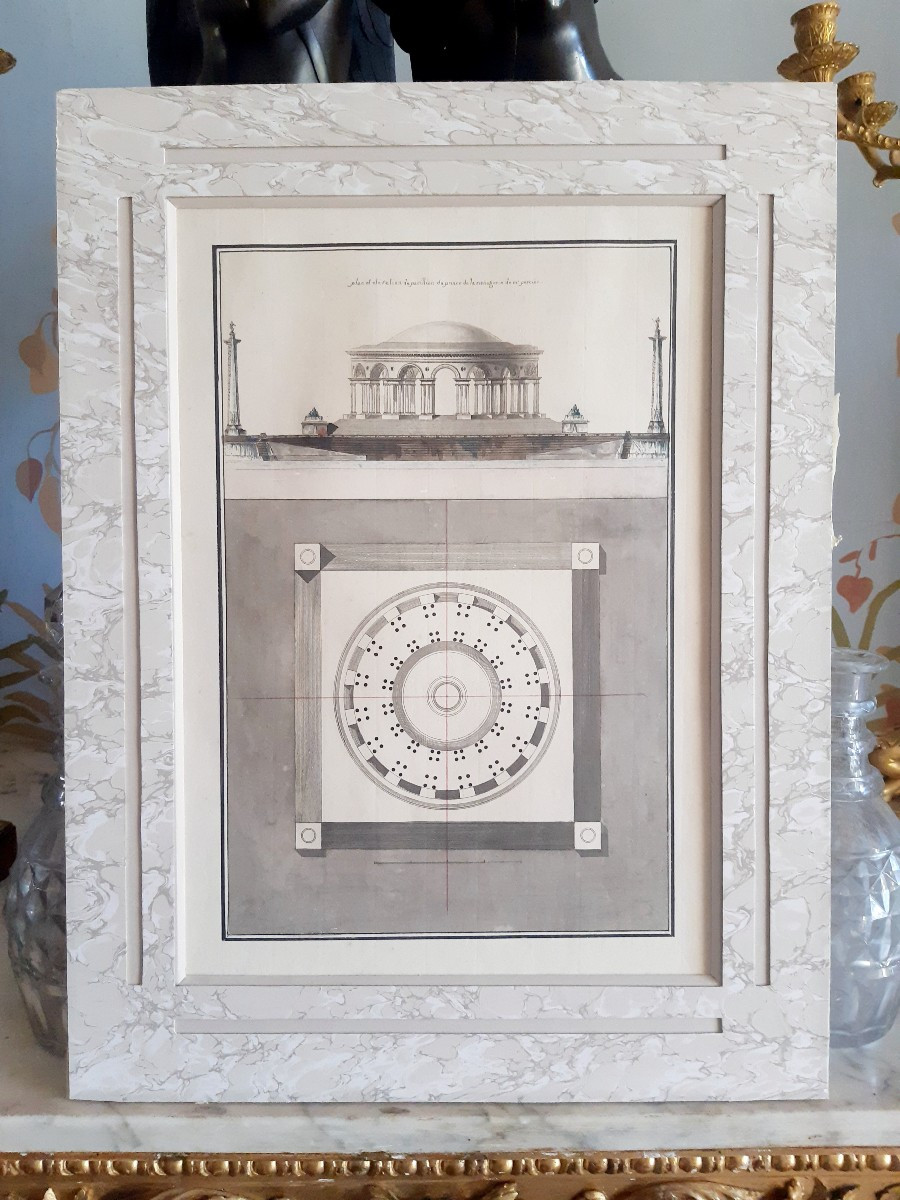 D'après Percier et Fontaine, aquarelle projet d'architecture