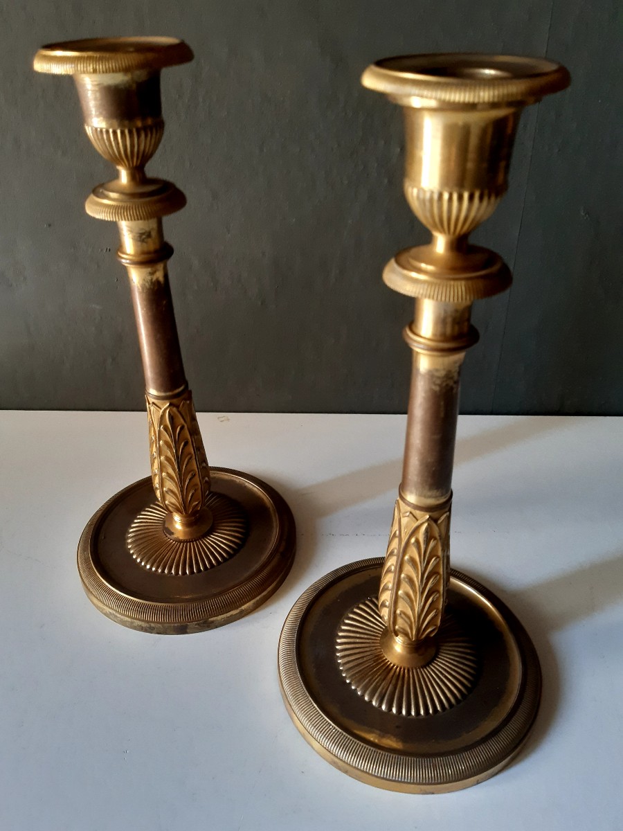 Claude Galle (1759-1815) Paire de bougeoirs-photo-2