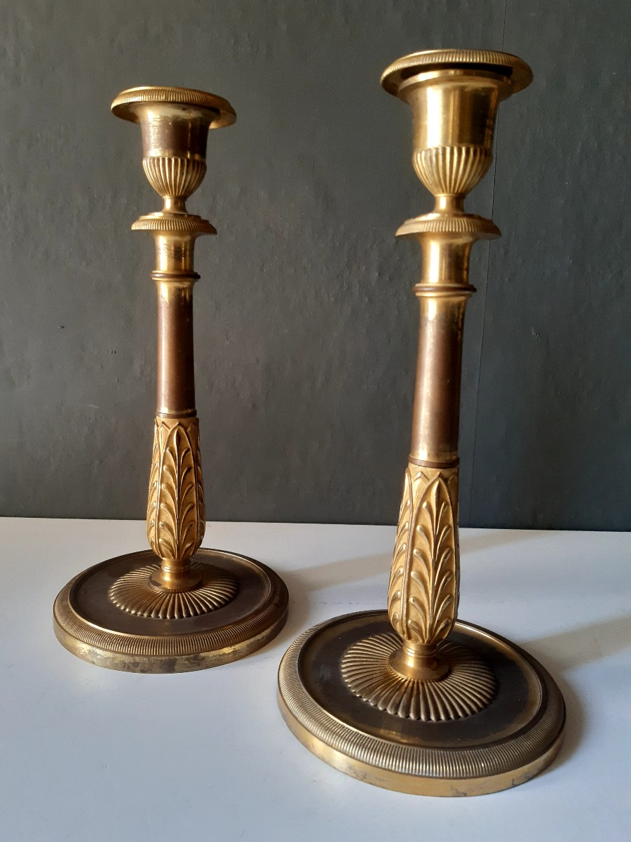 Claude Galle (1759-1815) Paire de bougeoirs