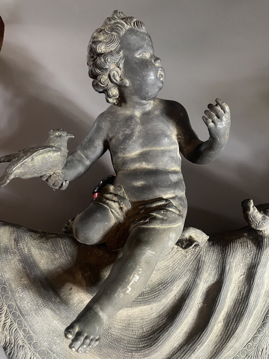 Pair Of Putti Bronze-photo-2