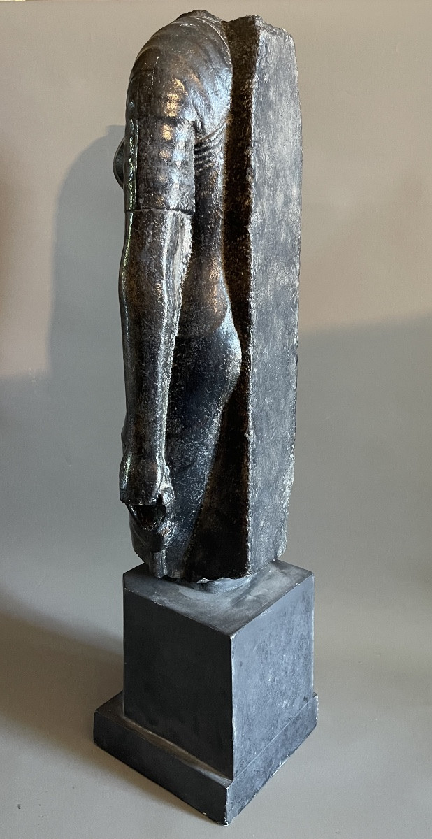 Statue étrusque plâtre Ht 89 cms-photo-4