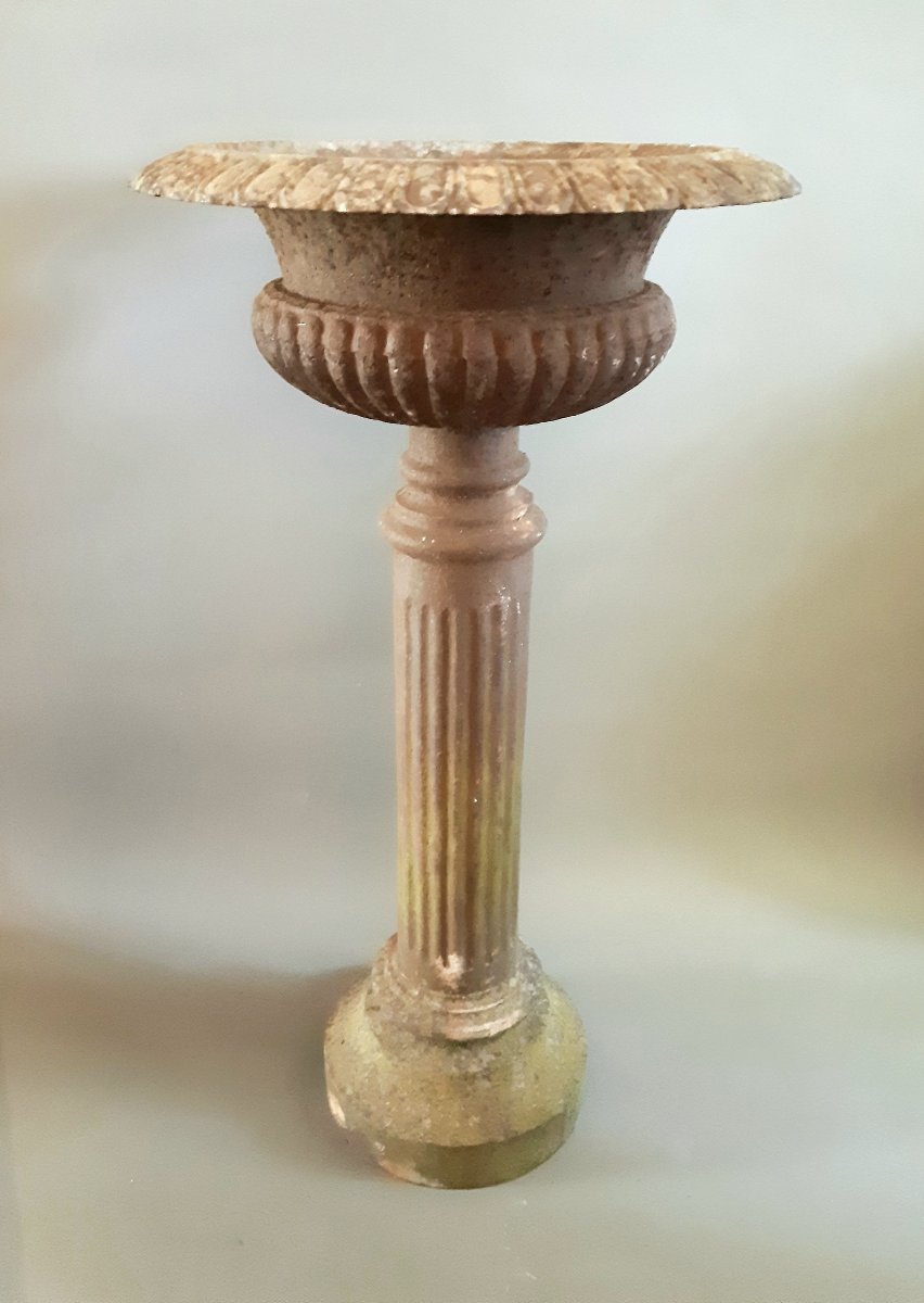 Vase de jardin sur colonne fin 19eme