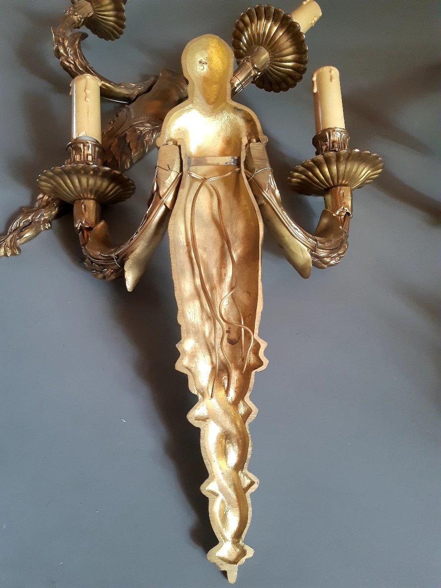 4 appliques Louis XVI en bronze doré -photo-4