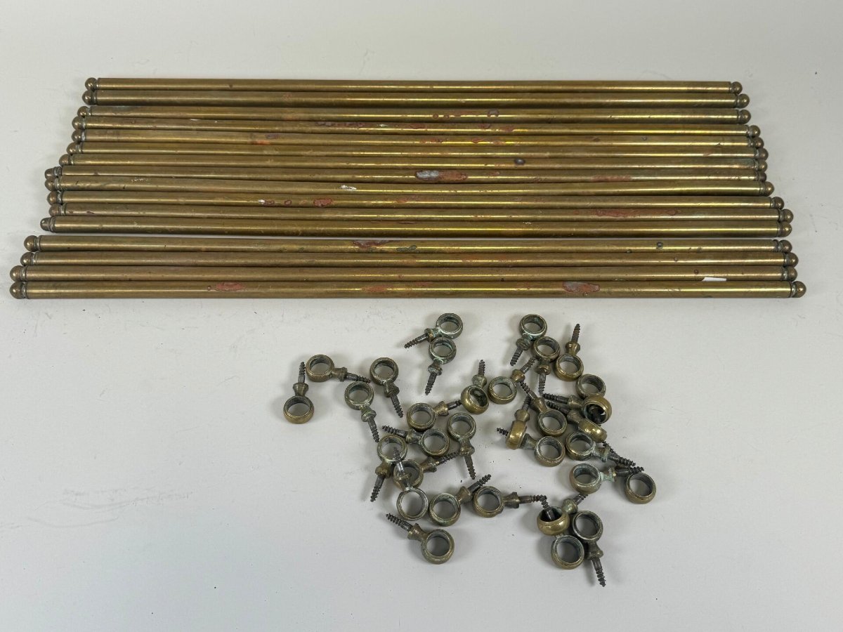 16 barres d'escalier en laiton 19eme