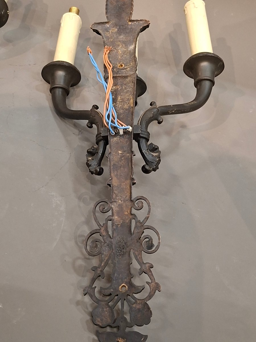 Pair Of Bronze Wall Sconces -photo-2