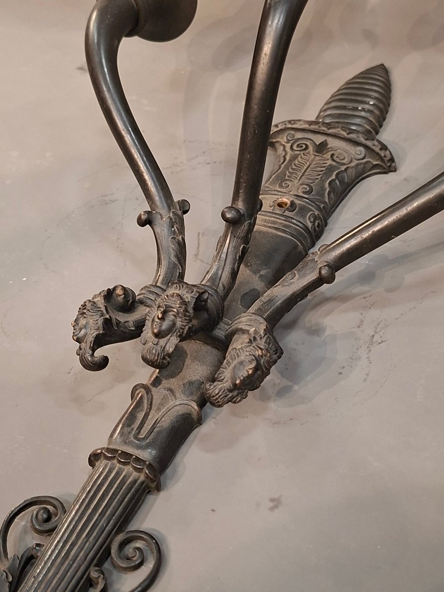 Pair Of Bronze Wall Sconces -photo-1