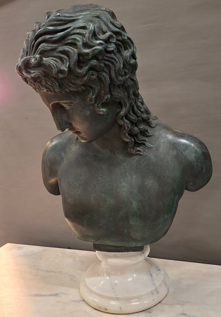 Buste d'Antinous d'après l'antique 63 cms-photo-3