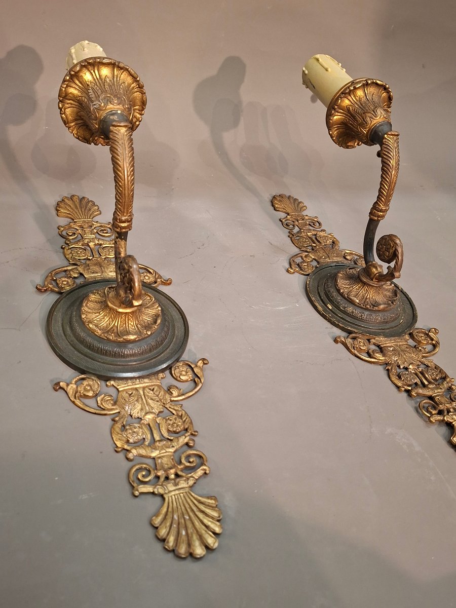Pair Of Empire-style Wall Sconces From The Late 19th Century-photo-2