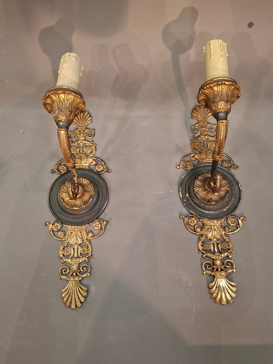 Pair Of Empire-style Wall Sconces From The Late 19th Century