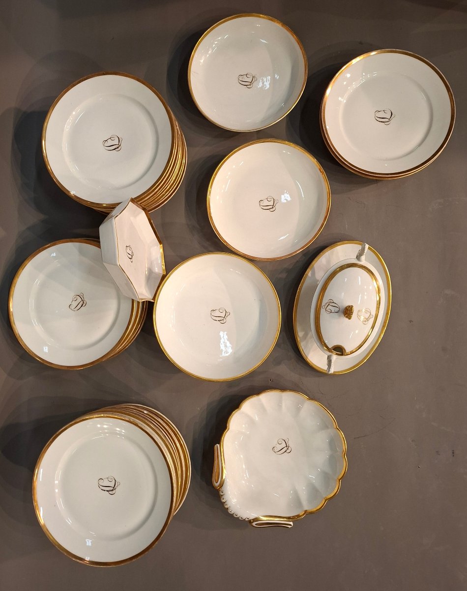 Service porcelaine blanc et or epoque Empire-photo-4