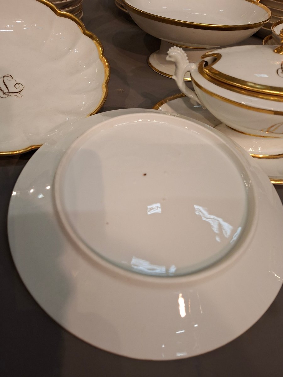 Service porcelaine blanc et or epoque Empire-photo-1