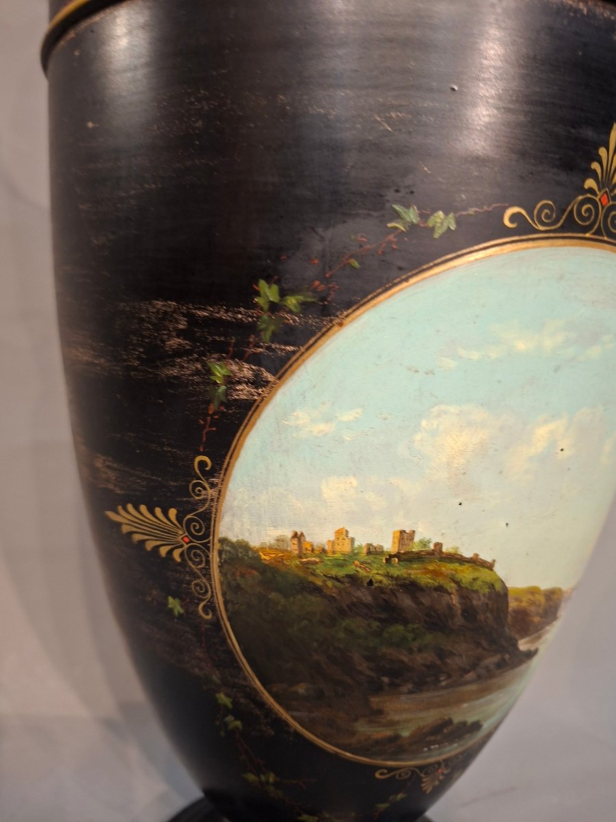 L.Hjorth  Danemark Grand vase neoclassique terre cuite Ht 56 cms-photo-3