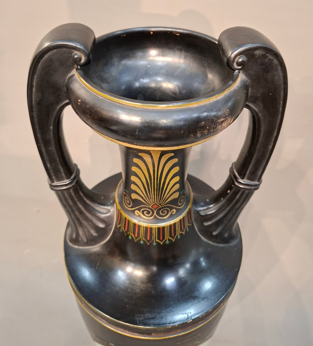 L.Hjorth  Danemark Grand vase neoclassique terre cuite Ht 56 cms-photo-1