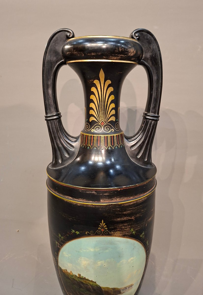 L.Hjorth  Danemark Grand vase neoclassique terre cuite Ht 56 cms-photo-2