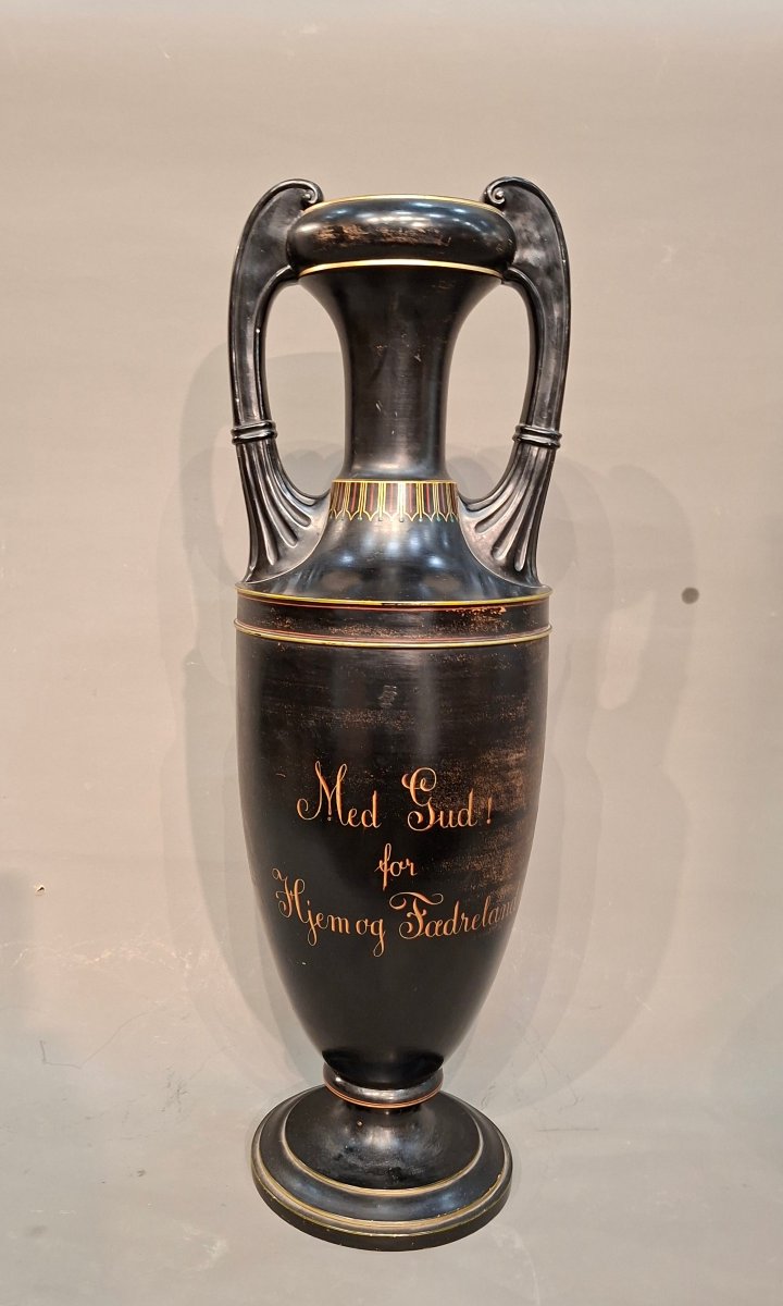 L.Hjorth  Danemark Grand vase neoclassique terre cuite Ht 56 cms-photo-3