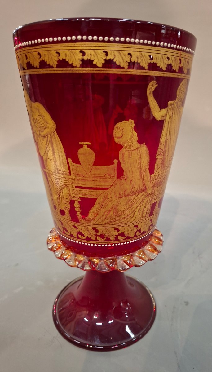 Coupe Calice verre de Venise décor antique-photo-2