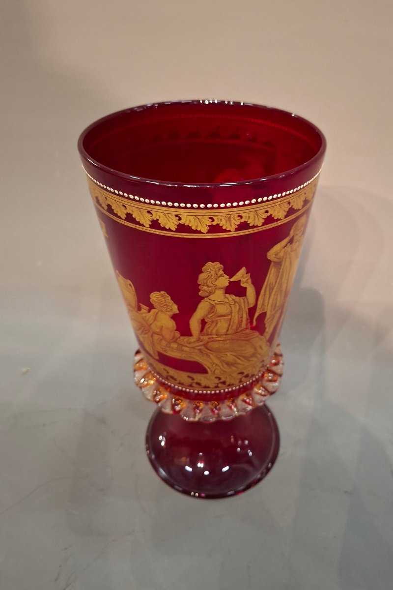 Coupe Calice verre de Venise décor antique-photo-3