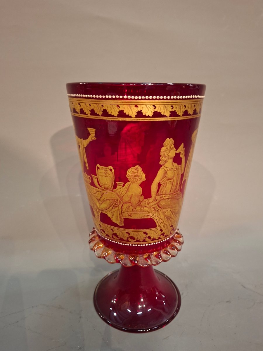 Coupe Calice verre de Venise décor antique