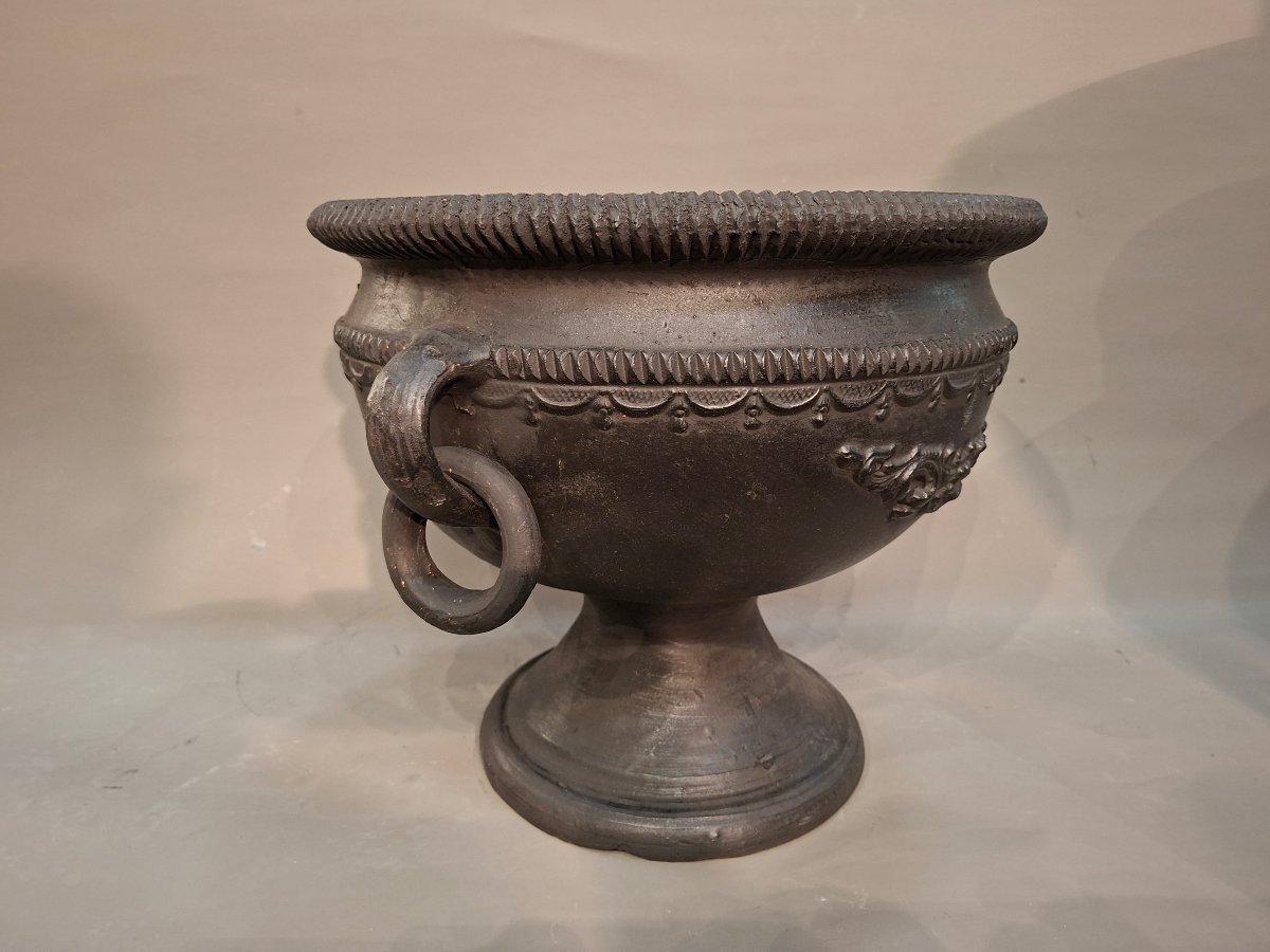 Vase urne terre cuite patine noir-photo-2