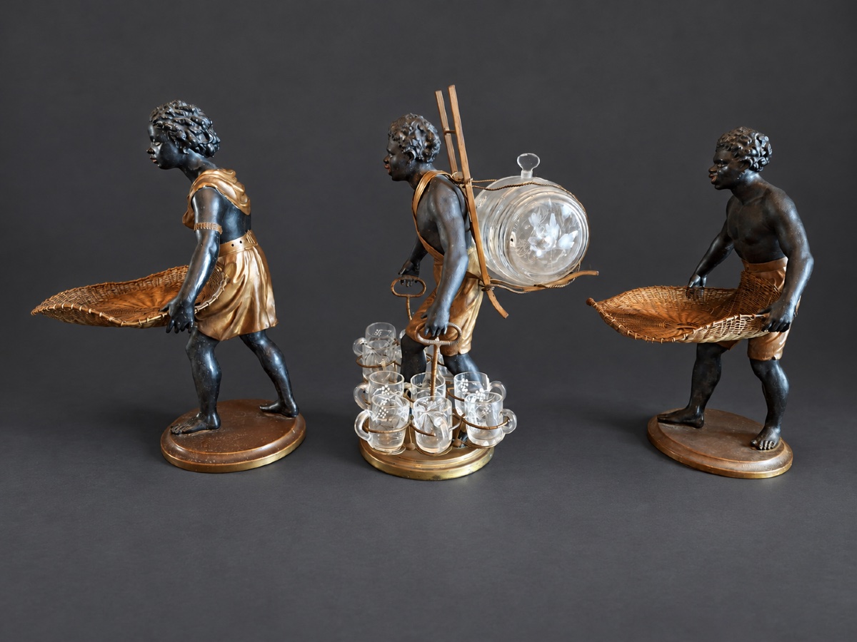Ensemble complet de porteurs Nubiens Grand modèle Epoque Napoleon III-photo-3