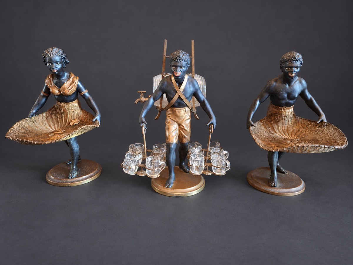 Ensemble complet de porteurs Nubiens Grand modèle Epoque Napoleon III