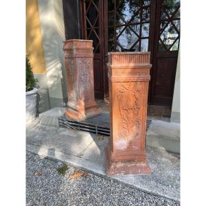 Pair Of Columns In Terracotta 19th