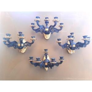 Set Of 4 Wall Lights  Late French Empire Period