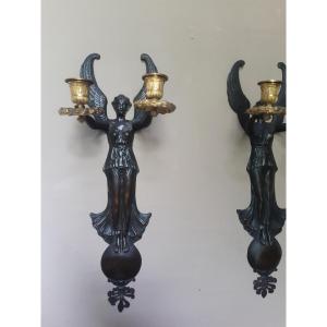 French Empire Wall Lights Bronze