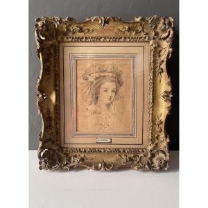 French Drawing Marie Antoinette 19 Th Century