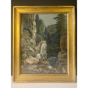 Grande gouache sur papier début 19eme