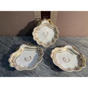 3 coupes forme coquille porcelaine Empire