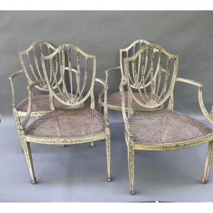 Hepplewhite Suite de 4 fauteuils fin 18eme