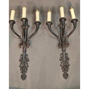 Pair Of Bronze Wall Sconces