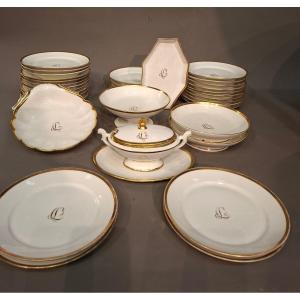 Service porcelaine blanc et or epoque Empire