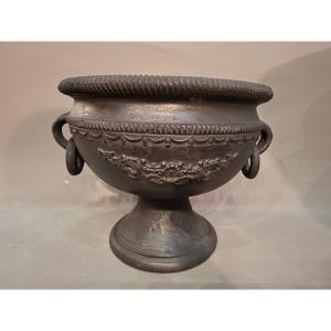 Vase urne terre cuite patine noir