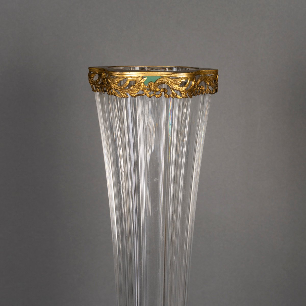 Pair Of Large Glass Trumpet Vases-photo-2