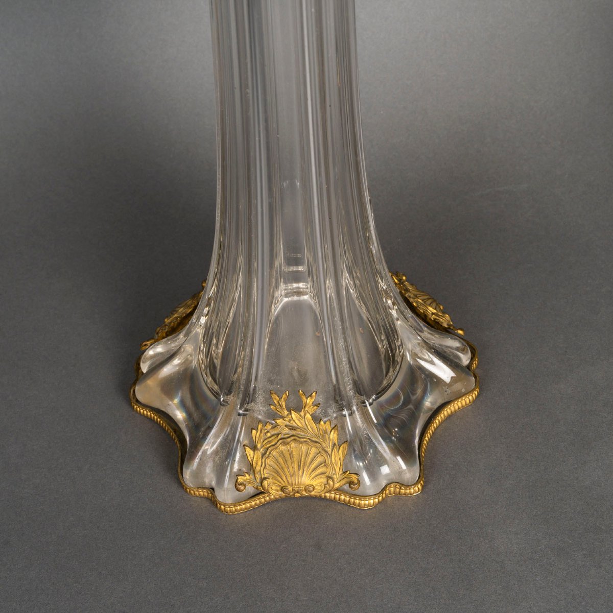 Pair Of Large Glass Trumpet Vases-photo-4
