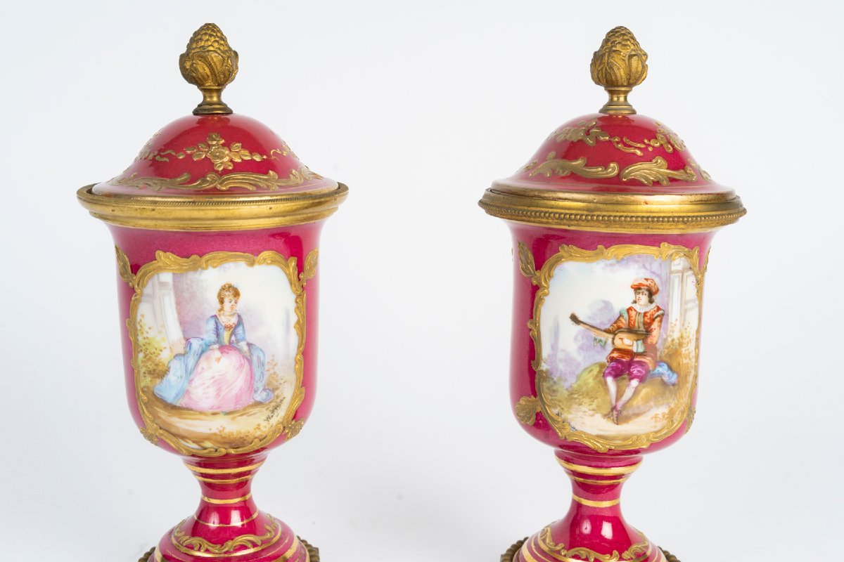 Pair Of Porcelain And Gilded Bronze Vases-photo-3