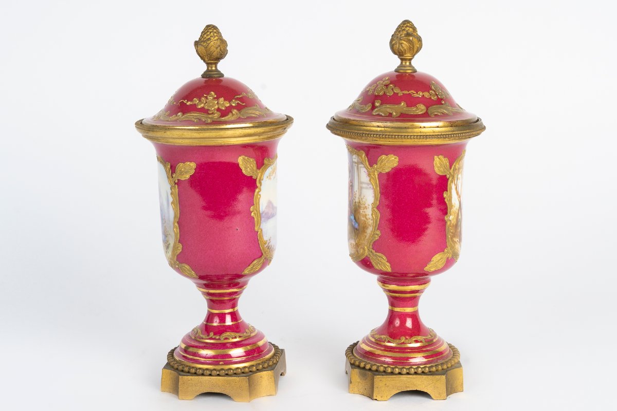 Pair Of Porcelain And Gilded Bronze Vases-photo-4