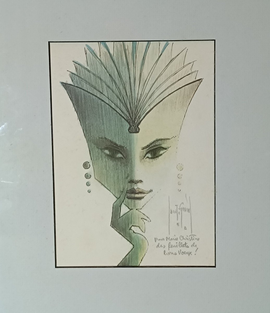 2 Dessins "portraits de femmes" Francis De Lassus Saint-Génies-photo-2