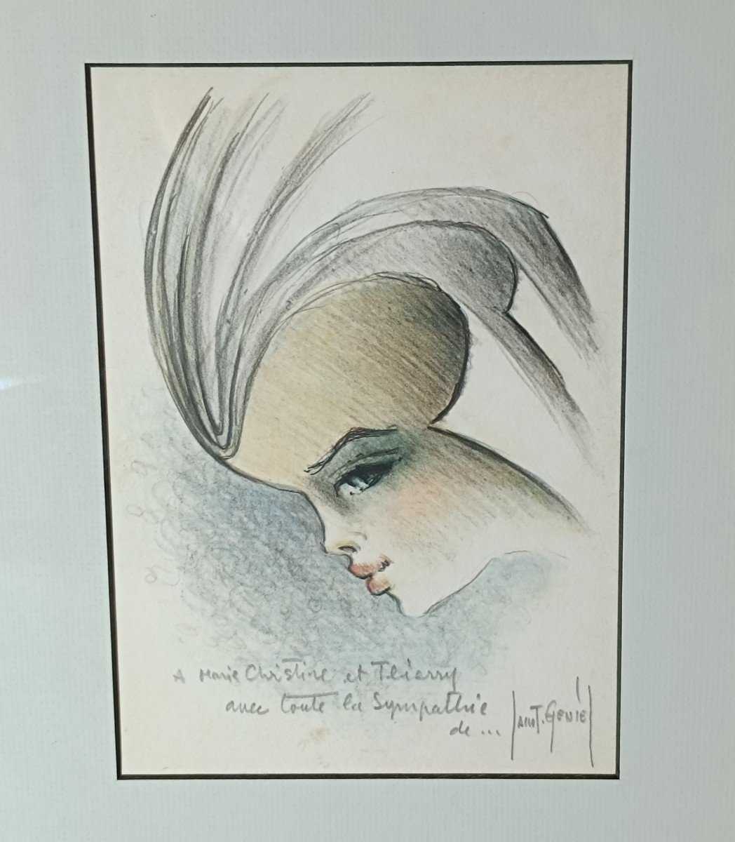 2 Dessins "portraits de femmes" Francis De Lassus Saint-Génies-photo-3