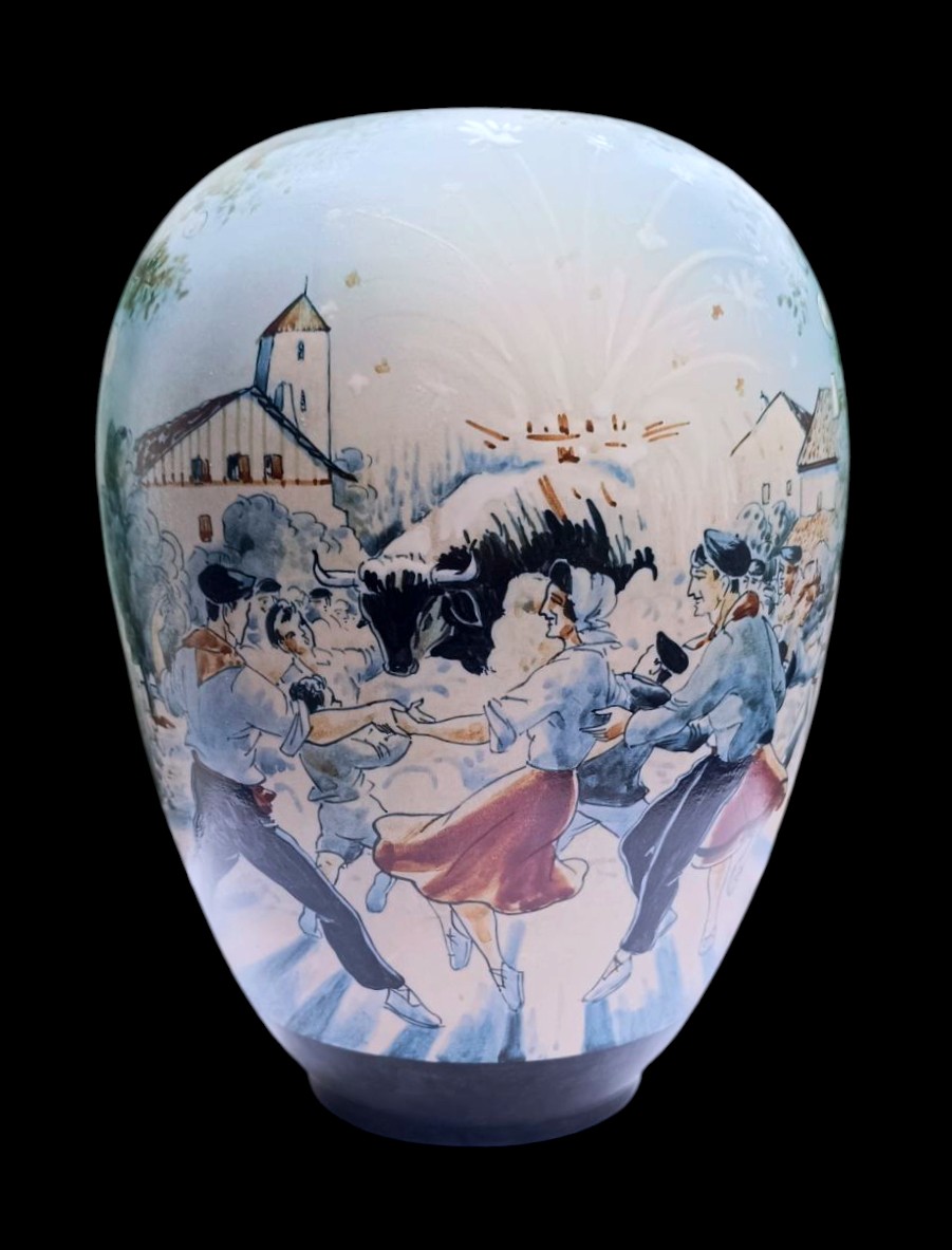 Ciboure Rf "fire Bull" Vase